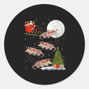 Womens Armadillo Santa Sleigh Flying Funny Magical Classic Round Sticker
