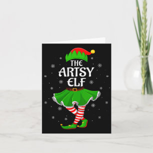 Womens Artsy Elf Christmas Family Girls Women Elf  Card