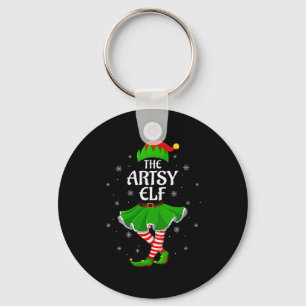 Womens Artsy Elf Christmas Family Girls Women Elf  Keychain