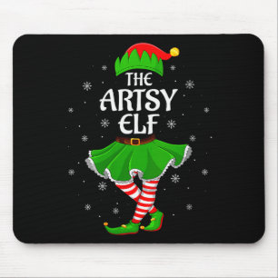 Womens Artsy Elf Christmas Family Girls Women Elf Mouse Pad