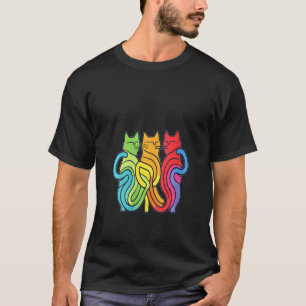 Womens Arty Rainbow Puzzle Rainbow Cat Rave T-Shirt