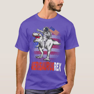 Womens Astronaut Riding a Dinosaur American 4th o T-Shirt