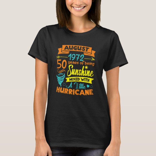 Womens August 1972 50 Years Old Sunshine Mixed Wit T-Shirt (Front)