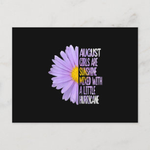Womens August Birthday Womens Gift Funny Daisy Announcement Postcard
