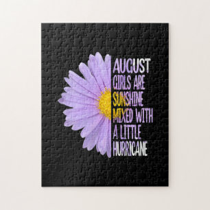 Womens August Birthday Womens Gift Funny Daisy Jigsaw Puzzle
