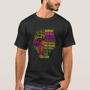 Womens August Girl She Slays & Prays Birthday Girl T-Shirt