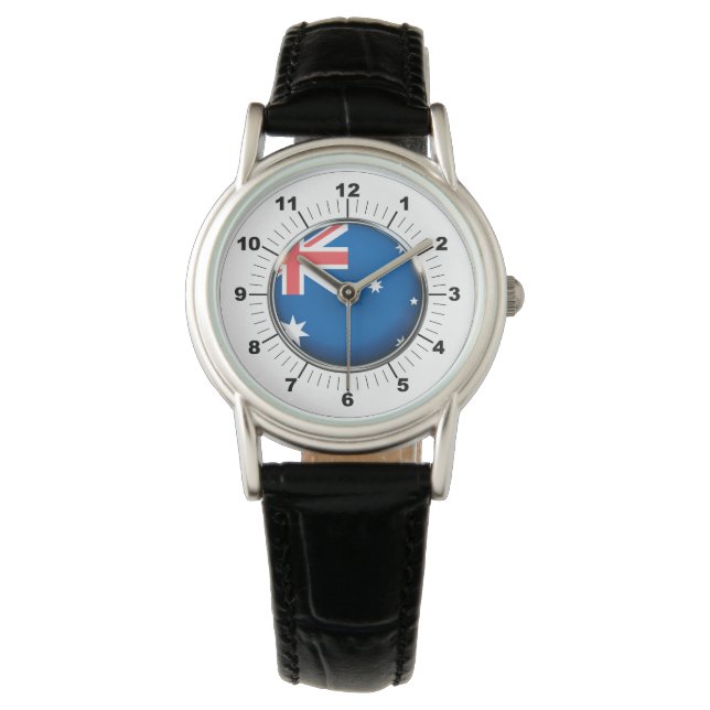 Women's Australia Flag Classic Leather Strap Watch (Front)