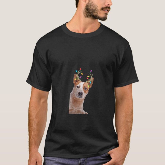 Womens Australian Cattle Dog Reindeer Christmas V  T-Shirt (Front)