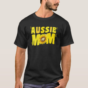 Womens Australian Shepherd Mom Sunflower Aussie Mo T-Shirt