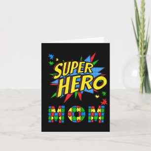 Womens Autism Awareness For Super Hero Mom Blue Ap Card