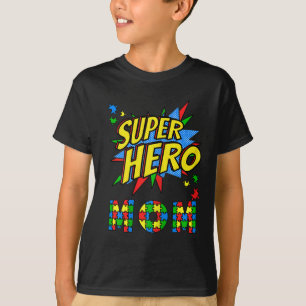 Womens Autism Awareness For Super Hero Mom Blue Ap T-Shirt