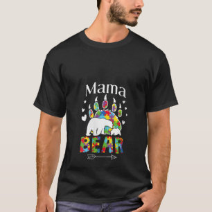 Womens Autism Awareness Mama Bear Support Autistic T-Shirt