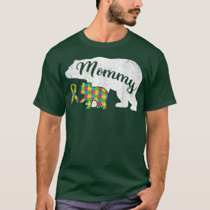 Women's Autism Bear Mommy Shirts, Autism Awareness T-Shirt