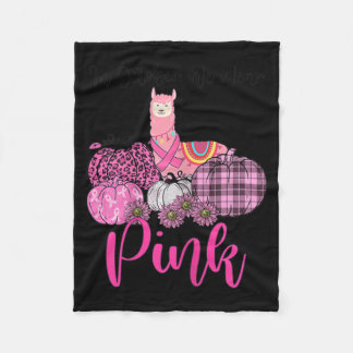 Womens Awareness Llama In October We Wear Pink Bre Fleece Blanket
