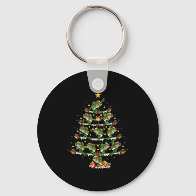Womens B Fish Christmas Tree Lights Funny B Fishin Keychain (Front)