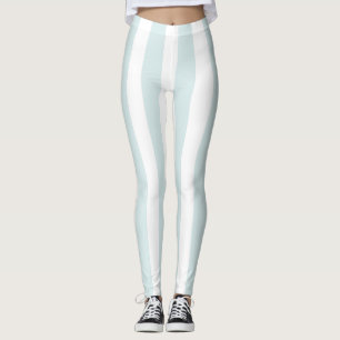 Women's Baby Blue and White Stripe Leggings