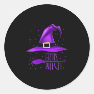 Women's bad witch halloween shirt for women cute classic round sticker