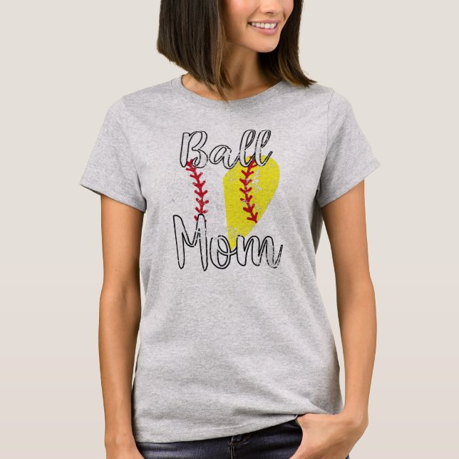 Women's Ball Mom Baseball Mama Team Sports T-Shirt (Front)
