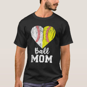 Womens Ball Mom Baseball Softball Mama Team Sports T-Shirt