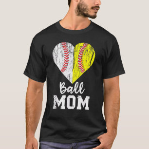 Womens Ball Mom Baseball Softball Mama Team Sports T-Shirt