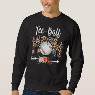 Womens Ball Mom Mother's Day Teeball Mom Leopard Sweatshirt