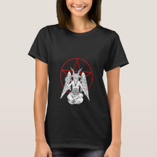 Womens Baphomet Praying Demon Satanic Lucifer Bee T-Shirt