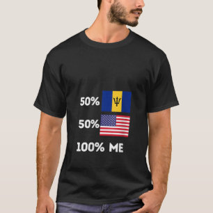 Womens Barbados Bajan Flag USA America Half Barbad T-Shirt