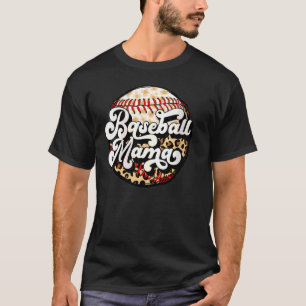 Womens Baseball Mama Leopard Baseball Mom Mother's T-Shirt