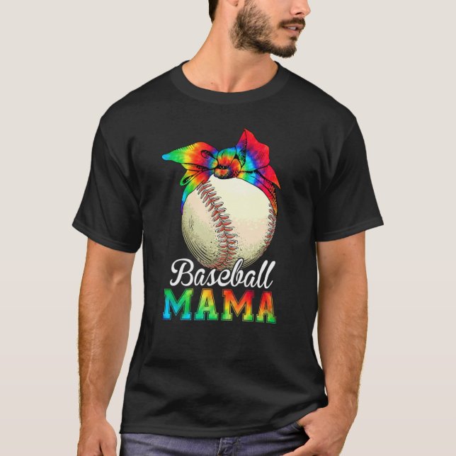 Womens Baseball Mama Tie Dye Mother's Day T-Shirt (Front)