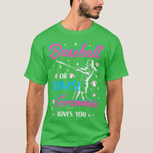 Womens Baseball Or Bows Grammie Loves You Gender R T-Shirt