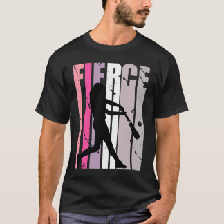 Womens Baseball Pink Fierce Birthday Coach Competi T-Shirt