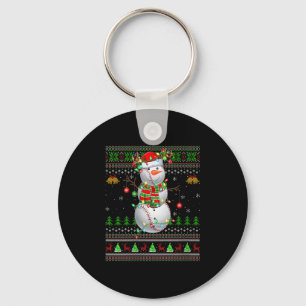 Womens Baseball Snowman Ugly Christmas Sweaters Sr Keychain