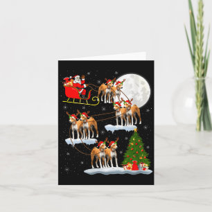 Womens Basenji Dog Santa Sleigh Flying Funny Magic Card