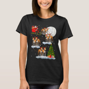 Womens Basenji Dog Santa Sleigh Flying Funny Magic T-Shirt