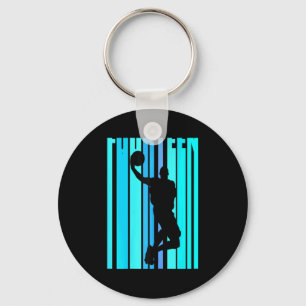 Womens basketball 14th birthday boy mens dad retro keychain