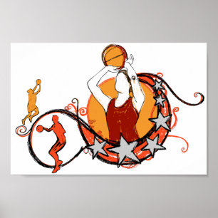 Women's Basketball Illustration Poster