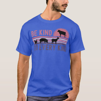 Women's Be Kind To Every Kind Retro Vegan Vegetari T-Shirt