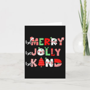 Womens Be Merry Be Jolly Be Kind Xmas Family Chris Card