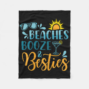 Womens Beaches Booze And Besties Funny Beach Lover Fleece Blanket
