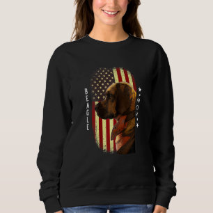 Womens Beagle Mom American Flag Patriotic Beagle Sweatshirt