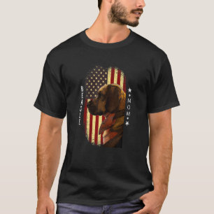 Womens Beagle Mom American Flag Patriotic Beagle T-Shirt