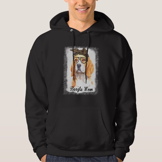 Womens Beagle Mom Leopard Bleached Dog Pet Hoodie (Front)