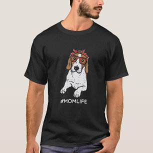 Womens Beagle Polka Dot Bandana Mom Life Mothers D T-Shirt