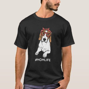 Womens Beagle Polka Dot Bandana Mom Life Mothers D T-Shirt