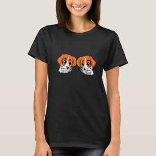 Womens Beagle Skeleton Hand On Breast Lazy Hallowe T-Shirt
