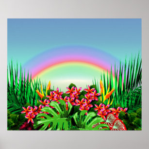Women's Beautiful Bright Tropical Paradise Rainbow Poster