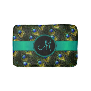 Women's Beautiful Fantasy Sparkly Peacock Feather Bath Mat