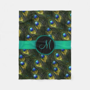 Women's Beautiful Fantasy Sparkly Peacock Feather Fleece Blanket