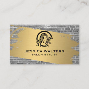 Women's Beauty Brick and Gold Brushed Business Card