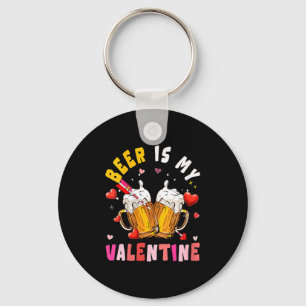 Women's Beer Is My Valentine Hearts Matching Drink Keychain